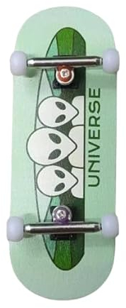 LEEFAI Professinal Fingerboard Complete 34mmx96mm Maple Wood 5 Layers Wood UV Printing Alien Deck-The Beginner Board with Professional Single AxleTrucks and Ball Bearing Wheels