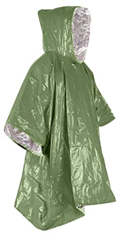 Maciun Poncho de pluie d'urgence, ultra léger et imperméable, couverture d'urgence, sac de bivouac, sac de sauvetage pour garder la chaleur et la pluie | Réversible avec capuche impermé le,