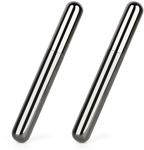 Linkidea Lot de 2 étuis à cigares en Acier Inoxydable pour cigares jusqu'à 46 de Calibre, étui de Voyage Portable pour Hommes (Noir)