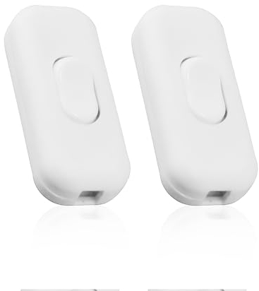 DHSBGWSX Lot de 2 interrupteurs push-in blancs, à bascule, universels en ligne, à tirette