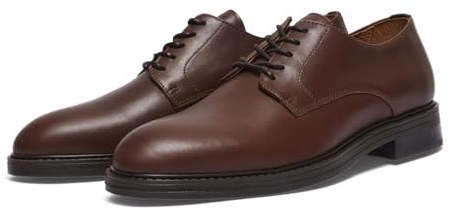 SELECTED HOMME Slhblake Leather Derby Shoe Noos, Zapatos Hombre, Demitasse, 41 EU