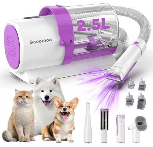 Kit d'aspiration pour épiler les poils de chien avec tondeuse électrique, grande ventouse de 2,5 L, fonctionnement silencieux pour chiens à la maison
