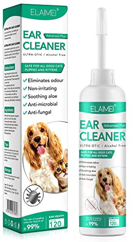 APCKFLEE Ohrenreiniger für Hund, Ohrentropfen Ohrentropfen Milben, Ohr Reinigen fü Hunde, Katzen und Alle Anderen Tiere (120ML)