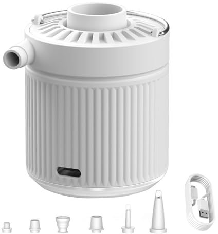 Pompa per materasso ad aria, gonfiatore portatile a riempimento rapido, 6 ugelli, pompa rapida per galleggianti per piscina, anelli, materassi gonfiabili e altro, design compatto e leggero, con una