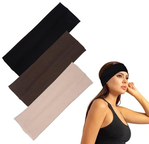 3 Piezas Suave Y Cómodo Algodón Diadema Elástica, Ligero Diadema De Yoga Deportivo, Transpirable Cinta Sudor Cabeza De Mujer Y Hombre, Ideal para Hacer Entrenamiento Correr Ciclismo, Uso Diario