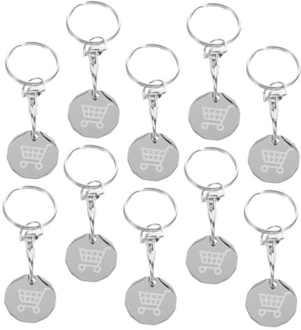 Uonlytech 10piezas para Carrito De Llaveros Ficha Inoxidable Redondos Antipérdida para Supermercados