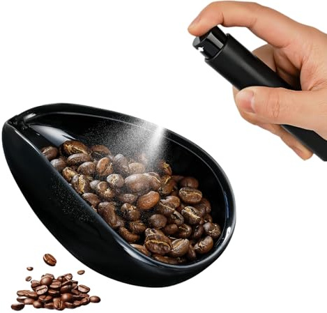 ISHEWUDU Juego de taza dosificadora de café de cerámica y botella pulverizadora, taza de pesaje de granos de café y pulverizador de hojas de té, accesorios de dosificación premium para una preparación