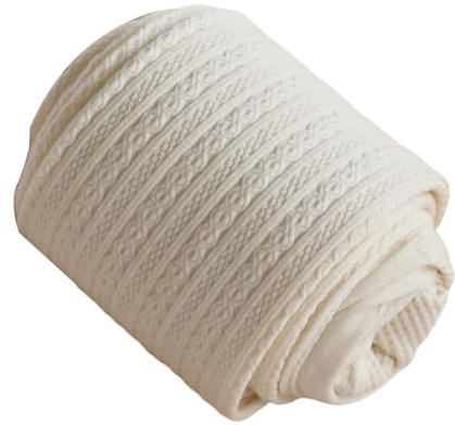 BCIOUS Collants d'hiver chauds en tricot torsadé taille haute en coton doux respirant thermique plusieurs options de couleur pour l'automne collant en coton épais, Lait blanc, No velvet added