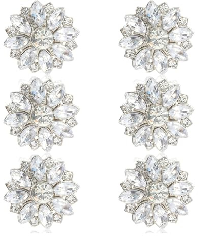 Zosutetoxo Cubiertas para Botones Mujeres, Cubiertas de Clips con Botones de Estrás Florales de Plata para Blusa Vestido Abrigo
