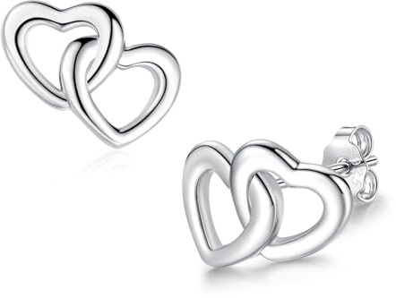 Glintara Ohrstecker Silber 925 - Herz Ohrstecker für Mädchen Damen, 925 Sterling Silber Love Ohrringe Stecker, Hypoallergen Ohrringe Klein 10mm Knorpel Schlafen Stecker Ohrschmuck für Tochter Freundin