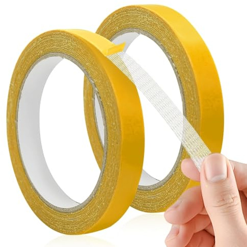 MNYXIS [Lot de 2] Ruban Adhésif Double Face pour Ourlet Facile sans Couture (1cm x 10m), Bande Thermocollante Puissante pour Pantalon, Rideaux et Vêtements, Colle Textile Permanente Multi-usages