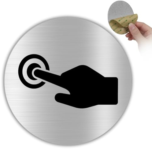 LEIASA | Señal Timbre - Ø 10 cm - Aluminio - Pulse el Timbre Puerta Local