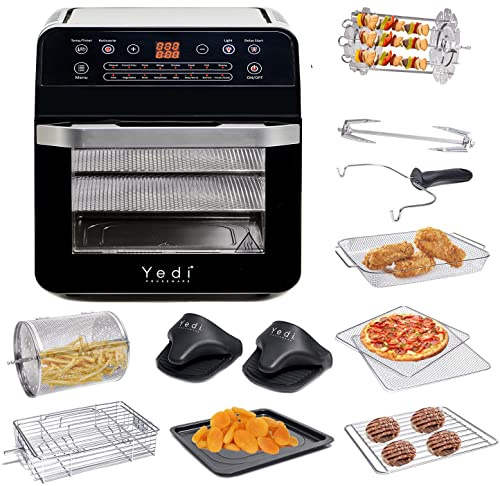 Yedi HOUSEWARE Total Package Air Fryer Oven XL, 12.7 Quart, Deluxe Accessory Kit, Recipes, BPA-Free, Auto Shutoff, Black