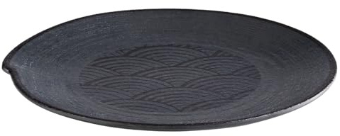 APS Dark Wave 84909 Plate Diameter 27 cm Height 2.5 cm Melamine Black Wave Design