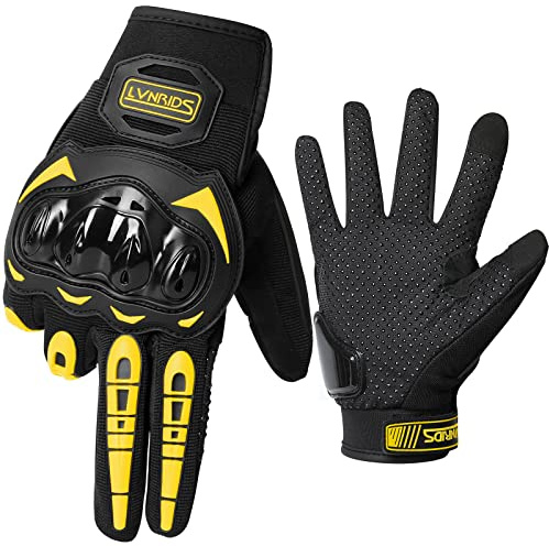 LVNRIDS Guanti da Moto Giallo XL, Touchscreen sulle Dita, Guanti Donna Uomo per Corse in Motocicletta, Guanti per Motocross, Campeggio, Ciclismo e Arrampicata