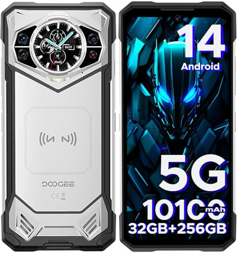 DOOGEE S200 Outdoor Handy Ohne Vertrag 5G, 10100mAh Outdoor Smartphone Android 14, 32GB+256GB Baustellenhandy, 1.32 AMOLED Heckdisplay 6.72” FHD+ 120Hz, 100MP+20MP, IP68/ Fingerabdruck/Dual SIM/NFC