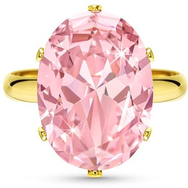 Linawe Pink Rosa Ringe Frauen, Grosse Groessen Moissanite Diamant Fingerring Damen, Gold Schmuck Ring Verstellbar, Goldene Ring Vergoldet Damenringe, Modeschmuck Jewelry