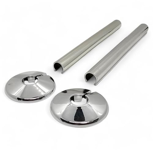 Duraplast UK™ CLICKIT Pipe Tail Kit - Chrome Effect Radiator Pipe Collar & Shroud Kit - Easy Snap-On Design, Durable & Heat Resistant - Covers Unsightly Radiator Tails for a Professional Finish