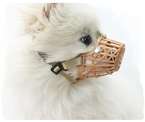 Klassischer Maulkorb für Hunde – Hund kann hecheln und Trinken, atmungsaktiv, verstellbar, gepolsterter Maulkorb für kleine, mittelgroße und große Hunde, verhindert Beißen, Bellen und Kauen (Braun, 1