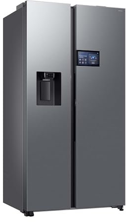 Samsung RS90F65EDTEF Side-by-Side Kühl-Gefrierkombination, AI Kühlschrank mit Gefrierfach, 178 cm, 621 l, Eis-/Wasserspender mit Wassertank, AI Home, Voice Control, Edelstahl Look