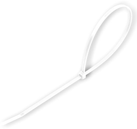Klämma - vit plastklämma 3,6 x 200 mm, förpackning med 200 stycken, perfekt för montering i el- och järnhandelsprojekt.*