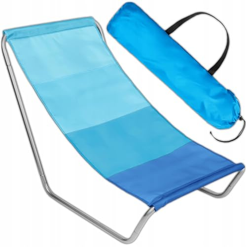 KRUMAD Strandliege Klappbar Leicht, Strandstuhl mit Tragetasche, Sonnenliege Leicht Faltbar, Campingstuhl Gartenstuhl Klappbar, Tragbar, Wetterfest, für Terrasse, Strand, Camping, Blautöne