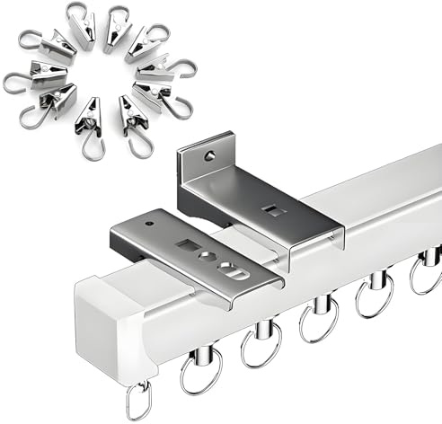 Binario Tende Soffitto Scorrevole 50cm-600cm, Binari per Tende in Alluminio, Scorritenda Silenzioso Bastone Tendaggio Divisori per Ambienti Soggiorno Camera da Letto Bagno(70cm)