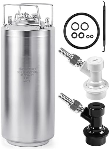 Fusto in acciaio inossidabile con chiusura a sfera da 5 galloni e 19 litri, con raccordi e guarnizioni for coperchio, contenitore for bevande for birra fatta in casa