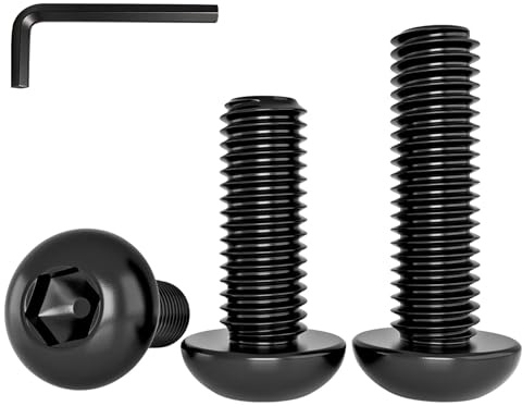 YOOZIYA 20 pezzi Viti a Testa Bombata M6x20mm Viti a Brugola Nero Acciaio Inossidabile A2 V2A 304 Filettatura Completa con Chiave a Brugola