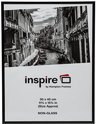 Hampton Frames ALUMINIUM 12x16 (30x40cm) Black Picture Poster Photo Frame Acrylic (Non-Glass) PAAF1216BLK