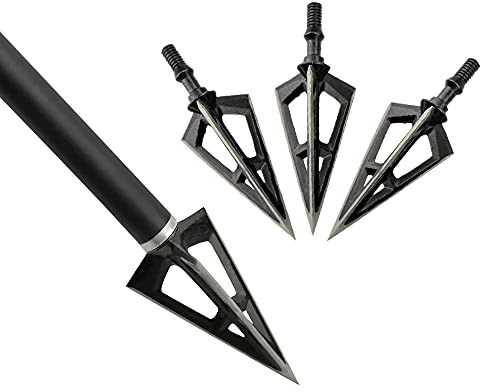 ZSHJG 6pcs Tir à l'arc Flèche Tête Chasse Pointes de Flèches Lames 100 Grains Broadheads Flèche Conseils Têtes de Flèche pour la Chasse Arc et flèches