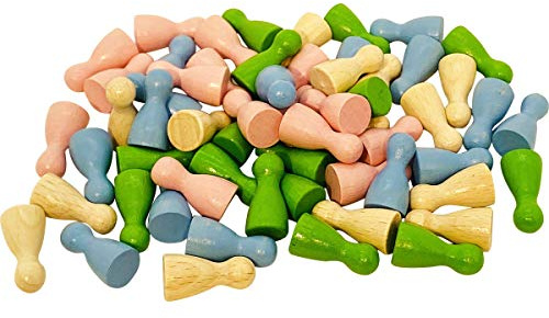 Lot de 60 cônes en bois, 24 x 12 cm, couleurs claires, assortiment de 4 couleurs, 2137
