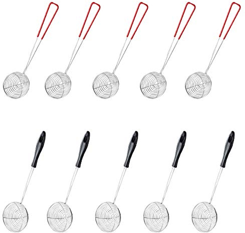 Smavles Schiumarola Scolapasta Acciaio Inossidabile 10 Pezzi Schiumarola Ragno mestolo Professionale colino a Rete a Cucchiaio Adatto per Pasta Riso Farina Zucchero e tè