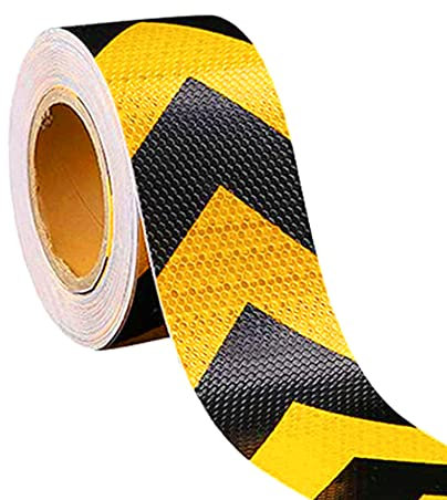 Pamtns Reflektierendes Warnklebeband Gelb Schwarzes Markierungsband Reflektorband Warntafel Pfeil Reflexstreifen Verkehrssicherheitsband Warnklebebandn Reflektierend und Selbstklebend