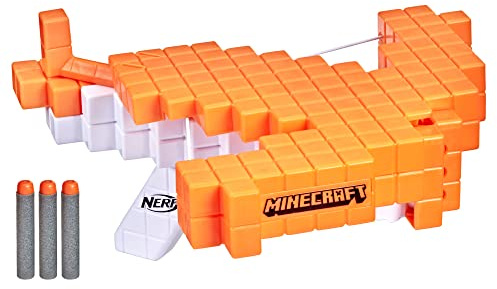 Nerf Minecraft Pillager's Crossbow, Dart-Blasting Crossbow, Includes 3 Elite Darts, Real Crossbow Action, Pull-Back Priming Handle