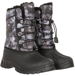 Mountain Warehouse Whistler Kids Unisex Snow Boots - IsoDry, Fleece Lining, Speed Lacing System, Deep lugs - Winter Skiing, Sports & Outdoors Monochrome (Printed) Kids Shoe Size 12