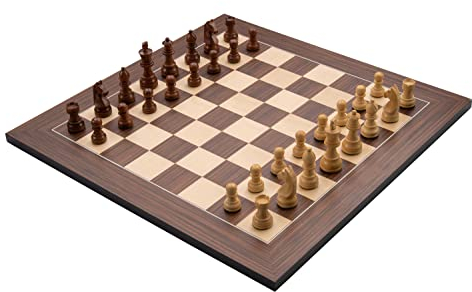 Luxus-Schachspiel aus eingelegtem Holz mit Schachfiguren (50 cm x 50 cm, Braun)