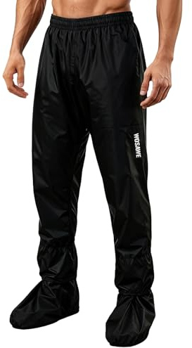 WOSAWE Pantalons Imperméables Unisexe Léger et Respirant Pantalon de Pluie pour Cyclisme, Golf, Randonnée, Pêche, Camping (Noir, L)