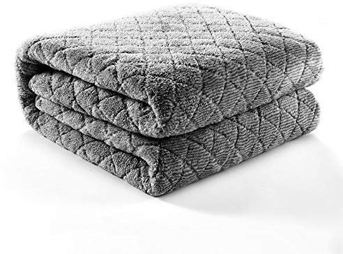 Elektrisches, elektrisch beheiztes Doppelbett, elektrische Tagesdecke, King-Size-Größe, dunkelgrau, extra großes Bett, Fleece, S, superweich, flauschig, warm, Mikrofaser, solide (Größe: 180 x 150 cm)