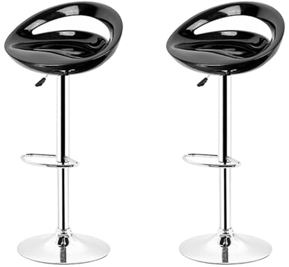 XUANYU Set di 2 Sgabelli da Bar, Seduta in plastica ABS, Sedia da Bar Alta con Supporto Lombare e Poggiapiedi, Sgabelli da Cucina con Altezza Regolabile 81-101 cm, Seduta 43×43×26 cm (Nero)