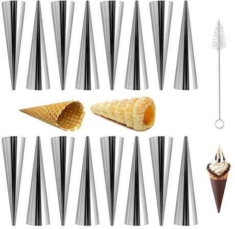 16 Stück Cannoli Backform Croissant Rohre Edelstahl Sahne Horn Form Edelstahl Cannoli-Form für Hörnchen Kuchen Gebäck