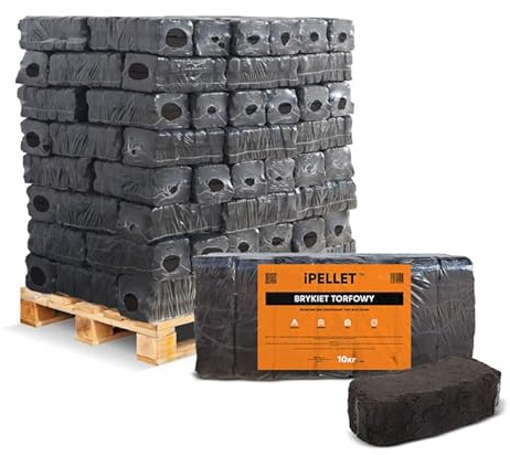 iPELLET Torfbriketts Öko für Kamine und Heizung | Biokohle in 10 kg X 96 Packungen pro Palette | 960 kg