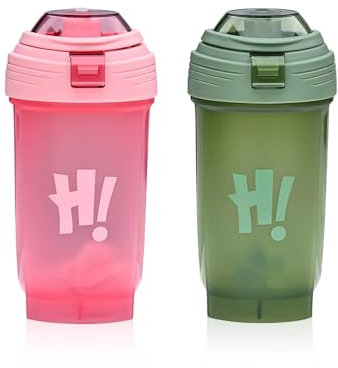 Raveparty Shaker per proteine, 2 pezzi, 500 ml, shaker per proteine con scala di misurazione, senza BPA, a prova di perdite, durevole, inodore, shaker per fitness, sport (stile C)