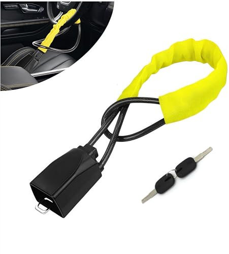 Steering Wheel Lock for Car - Heavy Duty Cable Lock Steering Wheel Lock Anti-Theft Universal Immobilizer for Car, Motorhome, Car with 2 Keys