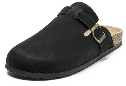 JOMIX Ciabatte Uomo Sabot con Fibbia Pantofole Uomo Plantare in Sughero Ergonomico Suola Antiscivolo Mule Zoccoli Uomo Casual Comode per Casa e Passeggio MCT250739 Nero 43