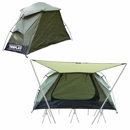 Oasistält för 1 man 2 kg ultralätt, 7001 aluminiumstänger, PU5000 vattentät med 210T polyester, en-i-ett-design, kompakt ryggsäckstält med ventilationsfönster, för vandring, fiske, resor