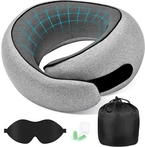 Kazaigou Coussin de Voyage – Oreiller de Voyage Ergonomique en Mousse Mémoire, Compact et Confortable pour Avion, Train et Voiture