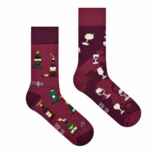 Spox Sox Casual Unisex - Calcetines multicolores para individualistas, Vino, 36-39