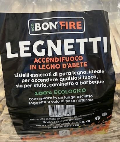 Legnetti accendi fuoco in legno d' abete in confezione da 4 sacchi da 6kg cadauno per un totale di kg 24
