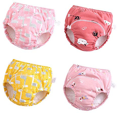 U0U Baby Girls'4 Pack Cotton Training Pants Toddler Potty Training Underwear for Boys and Girls Pink 2T